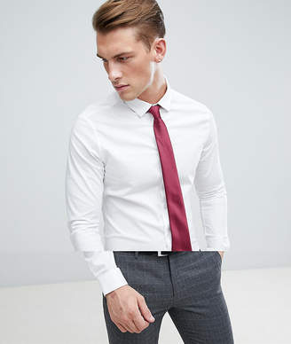 ASOS DESIGN skinny white shirt and burgundy tie save