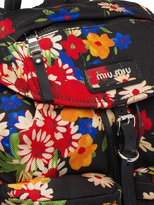 Miu Miu Nylon Floral Print Backpack