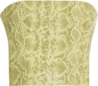 Rotate by Birger Christensen Emili Snakeskin Faux Leather Cropped Top