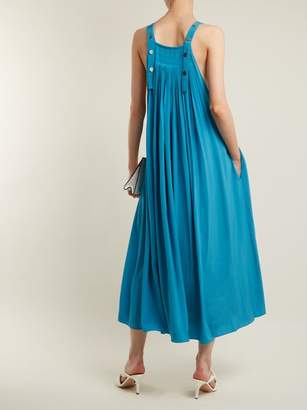 Tibi Areille Pleated Silk Crepe Dress - Womens - Blue