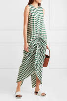 Thumbnail for your product : Joseph Zadie Ruched Gingham Poplin Dress - Forest green