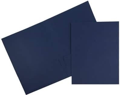 JAM Paper Navy Blue 2-Pocket Textured Linen Business Folders