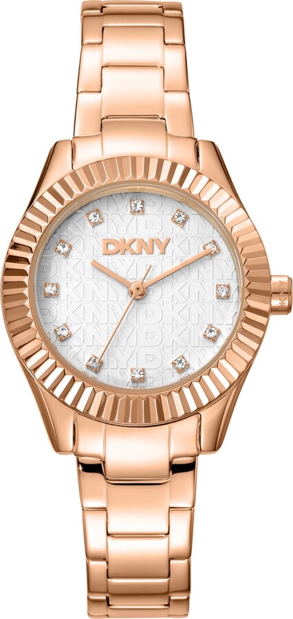 Dkny Women's Chambers Glitz Rose Gold-Tone Stainless Steel Bracelet Watch, 30mm
