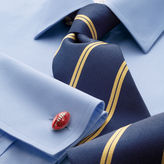 Thumbnail for your product : Charles Tyrwhitt Navy and gold silk classic double stripe tie
