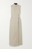 Thumbnail for your product : Ganni Belted Linen Wrap Dress - Beige