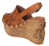 Thumbnail for your product : RED Valentino Embellished Leather & Wood Clogs