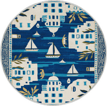 Longshore Tides Washable Greek island motifs Nautical Area Rug