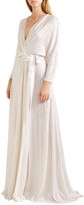 Thumbnail for your product : Jenny Packham Sophia Satin-trimmed Sequined Silk-chiffon Wrap Gown
