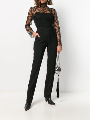 CARMEN MARCH Lace-Embroidered Sheer Top