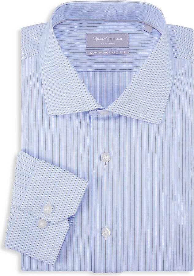 Mens Clothing Shirts Formal shirts Hickey Freeman Contemporary-fit Silver Label Striped Cotton Dress Shirt in Blue for Men 