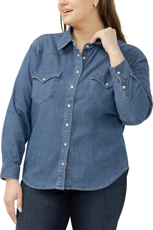 Silver Jeans Co. Plus Size Western Denim Shirt