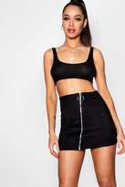 Thumbnail for your product : boohoo O Ring Zip Suedette Mini Skirt