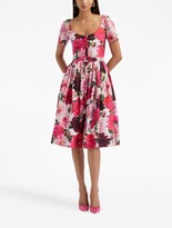 Thumbnail for your product : Oscar de la Renta Dahlia print pleated midi dress