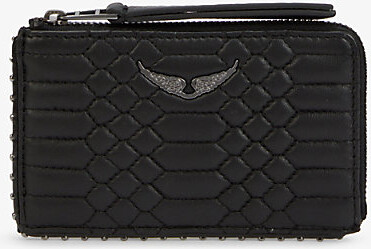 Zadig & Voltaire Womens Noir Logo-Plaque Leather Cardholder 1 Size