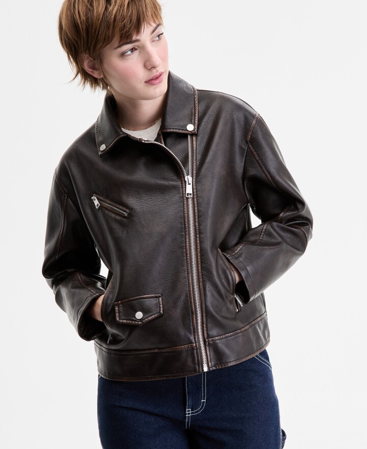 Sebby Women's Faux-Leather Moto Jacket