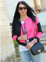 Thumbnail for your product : Choies Rose Red Splice Long Sleeve Round Neck Zipper Jacket