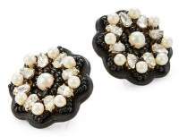 Kate Spade Desert Garden Faux Pearl, Crystal and Leather Button Stud Earrings