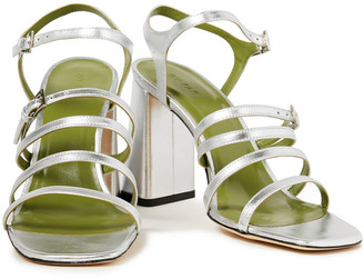 Bzees By Far Goldie Buckled Metallic Leather Sandals