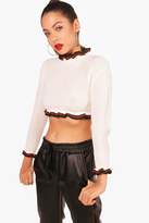 Thumbnail for your product : boohoo Leah Crop Stripe Trim Jumper