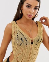 Thumbnail for your product : ASOS DESIGN crochet cut out mini bodycon dress
