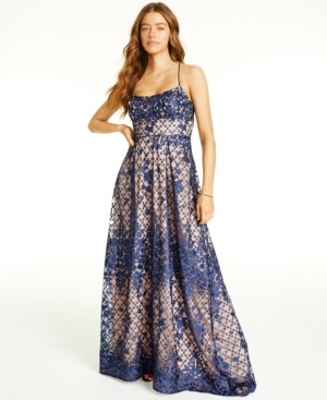 Jump Juniors' Embroidered Mesh Lace-Up Gown