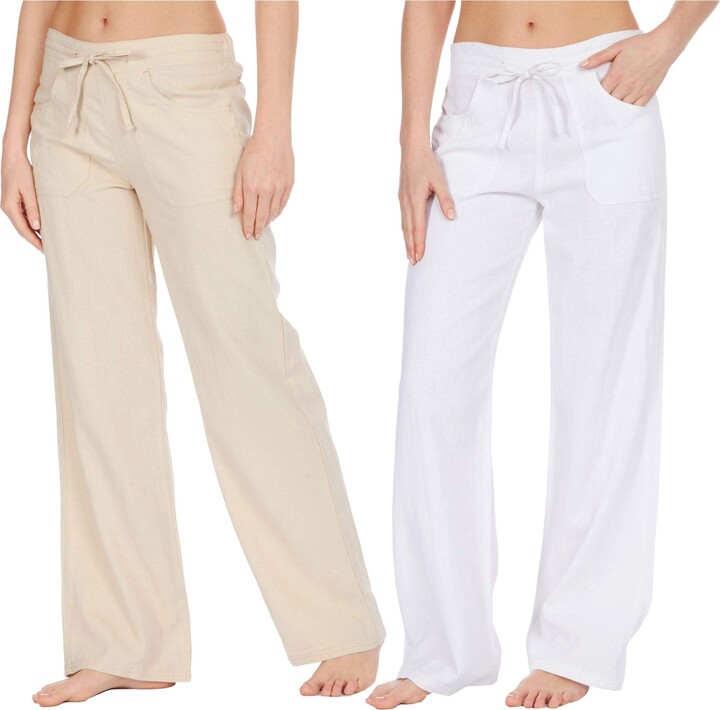 Style It Up Womens Ladies Linen Trousers Pants Summer Casual Holiday Beach Chino Khaki Cargo 