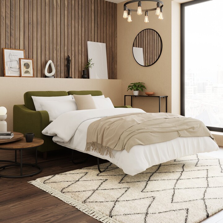 Dunelm Ellison Velvet Sofa Bed Olive Green ShopStyle