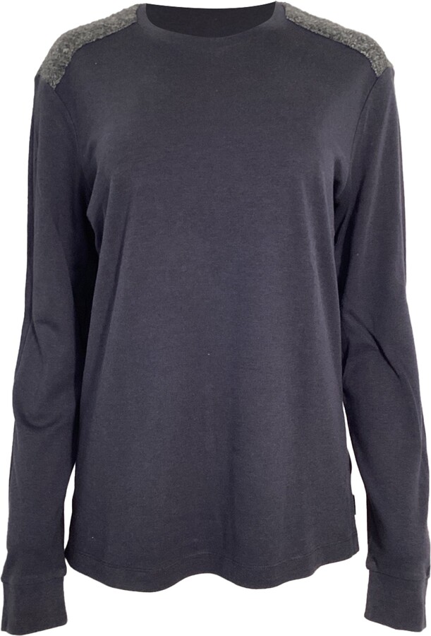 Giorgio Armani Color-Block Sweater in Navy Blue and Grey Cotton