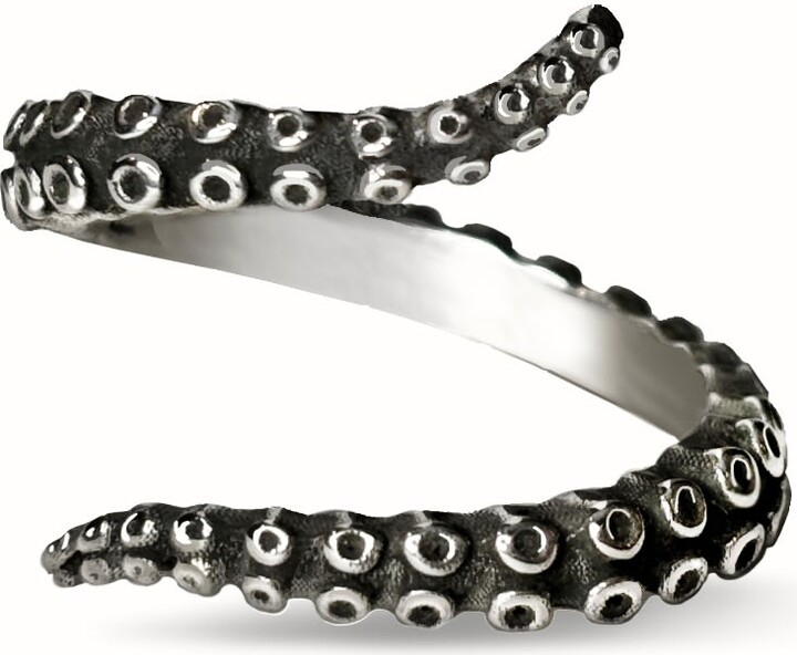 Perry Gargano The Tentacle Wrap Ring - Sterling Silver Octopus Adjustable - Waterproof