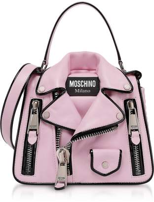 Moschino Pink Biker Jacket Top Handle Satchel Bag