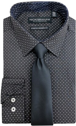 Nick Graham Men's Modern Fit Dress Shirt and Tie Set