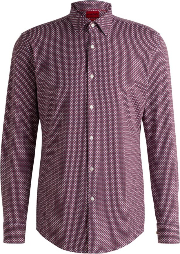 HUGO BOSS Slim-fit shirt in printed performance-stretch jersey