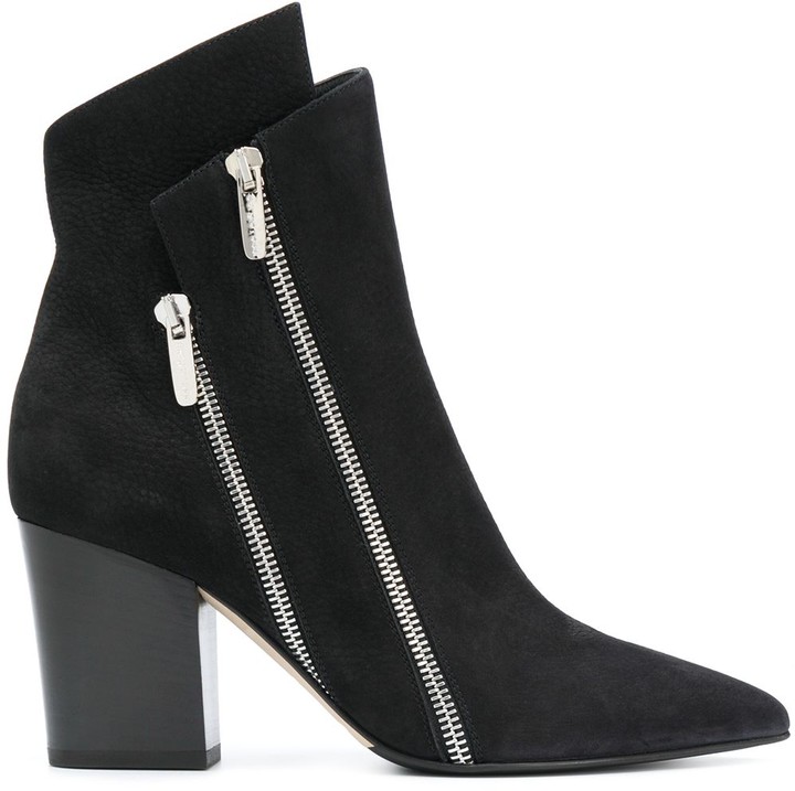 double zipper ankle boots