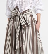 Thumbnail for your product : Brunello Cucinelli Striped cotton and silk midi skirt