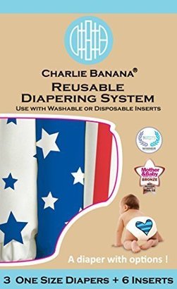 Charlie Banana 2-in-1 Reusable Diapering System, 3 Diapers Plus 6 Inserts, Americano, One Size by
