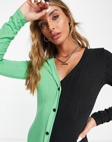 Thumbnail for your product : ASOS DESIGN midi cardigan style dress in colourblock green and black