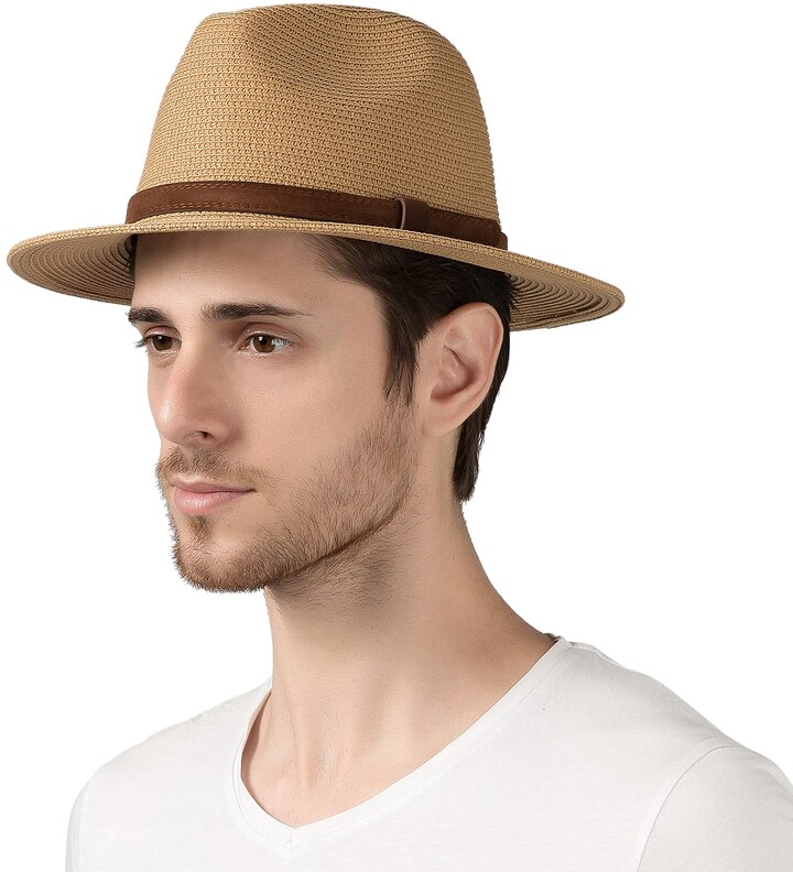 Lanzom Summer Beach Sun Hats for Men Foldable Floppy Travel Packable Staw  Hat Wide Brim Hat - ShopStyle