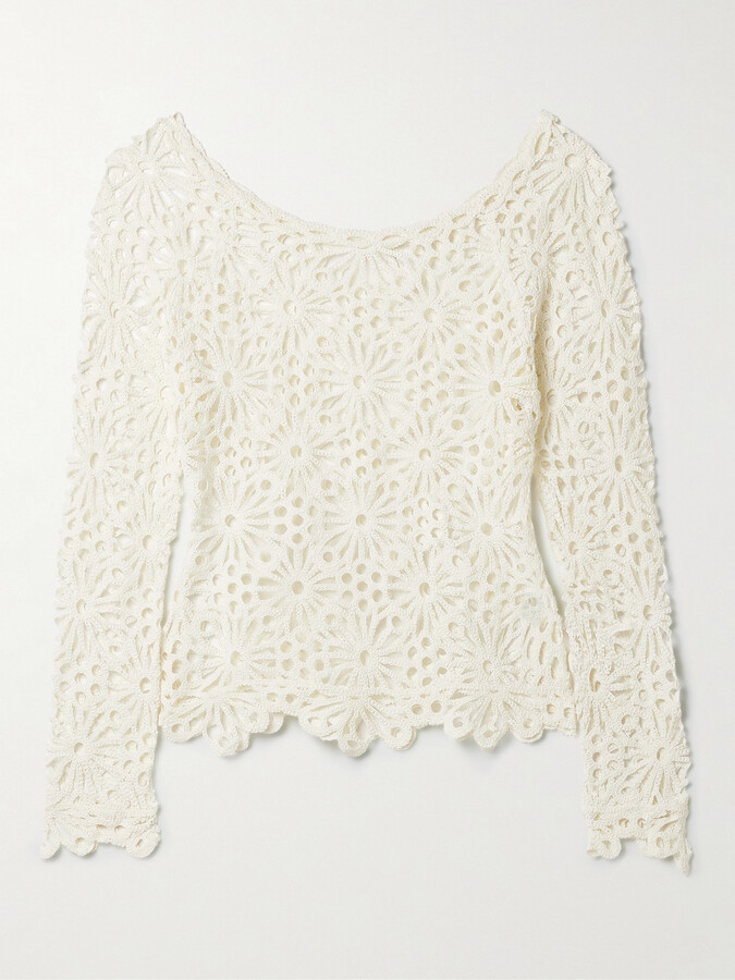 Norma Kamali Crocheted Cotton-blend Top - Ivory