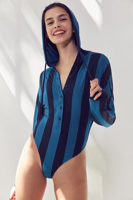 Out From Under Sporty Striped Hooded Bodysuit