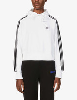 Thumbnail for your product : adidas Logo-embroidered cropped cotton-jersey hoody