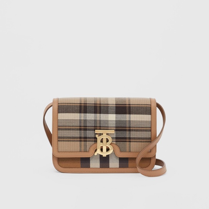Burberry Small Tartan Wool and Leather TB Bag - ShopStyle Clutches
