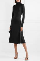 Thumbnail for your product : Helmut Lang Studded Faux Leather-trimmed Satin-jersey Dress