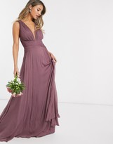 Thumbnail for your product : ASOS DESIGN Bridesmaid ruched bodice drape maxi dress with wrap waist