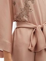 Thumbnail for your product : Carine Gilson Lace-trimmed Kimono-style Silk Robe - Pink