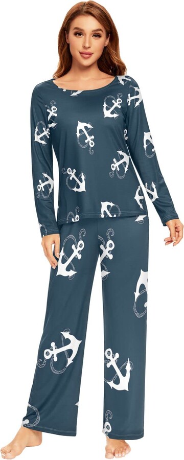 Anantty Womens Pajamas Sets Tropical Beach Nautical Sea Anchor Pj Set Long  Sleeve Top Long Pants 2 piece Loungewear Sleepwear Nightwear Multicolor -  ShopStyle