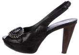 Thumbnail for your product : Henry Beguelin Embossed Peep-Toe Pumps
