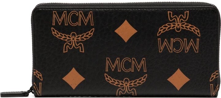 MCM Monogram-Print Bi-Fold Wallet - Black for Women