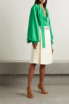 Thumbnail for your product : Valentino Garavani Garavani - Chain-embellished Pleated Wool And Silk-blend Skirt - White