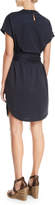 Thumbnail for your product : Brunello Cucinelli Beaded Short-Sleeve Tie-Waist Shirtdress