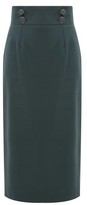 Thumbnail for your product : Goat Joss High-rise Wool-crepe Pencil Skirt - Dark Green